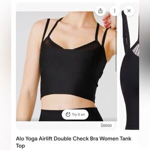 ALO Yoga Airlift Double Check Black Tank Top